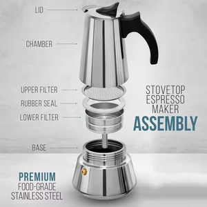 Sus 316 304 style italien luxe en acier inoxydable grand moka pot manuel portable théière - Product Image 4