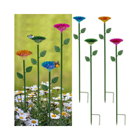 Station d'arrosage d'abeilles, mangeoire d'eau d'abeilles en métal avec motif de fleurs, bol de bain d'abeille papillon coloré pour décor de jardin extérieur