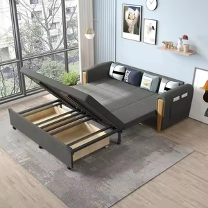 Sang Trọng Thoải Mái Đồ Nội Thất Nhà Khách Sạn 3 Ghế Gỗ Khung Vải Da Phòng Khách Giường Với Lưu Trữ Gấp <span class=keywords><strong>Sofa</strong></span> - Product Image 4