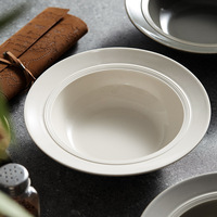 Nordisches Strohhut-Design Porzellan-Pasta-Tellerset Hochwertiges Westliches Geschirr Mikrowellengeeignet Einfarbiges Muster Kreativer Teller