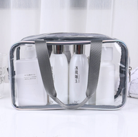 Sac de voyage pliable imperméable à fermeture éclair, grande capacité, en PVC transparent, durable et réutilisable pour le maquillage