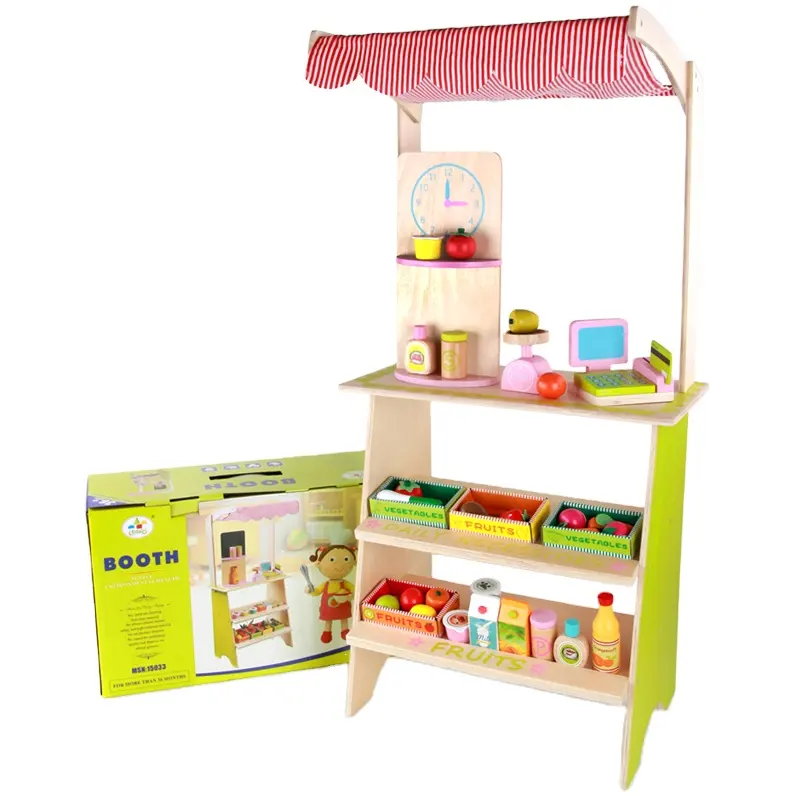WD15033 Set Mainan Anak-anak, Set Mainan Rumah Bermain Peran Kayu DIY Portabel