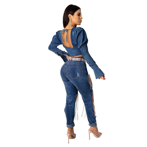 14 ans d'usine, veste skinny à manches longues en denim à la mode sexy et à prix abordables pour <span class=keywords><strong>fille</strong></span> et femmes - Product Image 3