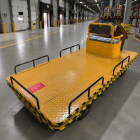 Chariot à plateforme électrique alimenté par batterie, chariot de transfert motorisé pour entrepôt avec siège et volant
