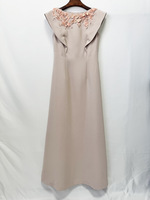 Robe longue d'été pour femme A12452, ornée de fleurs 3D et de perles, coupe ajustée, sans manches