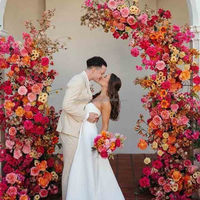 Arche florale artificielle de haute qualité, rose orange glamour, pour mariage, événement, toile de fond pour décoration intérieure et extérieure, Noël, décoration de la maison