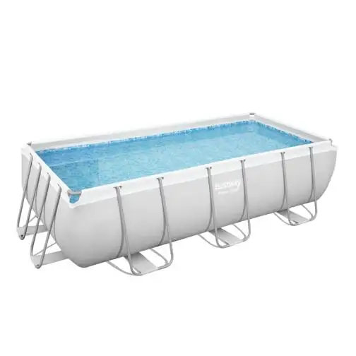Bestway 56441 family outdoor rectangular above ground steel frame swimming pool