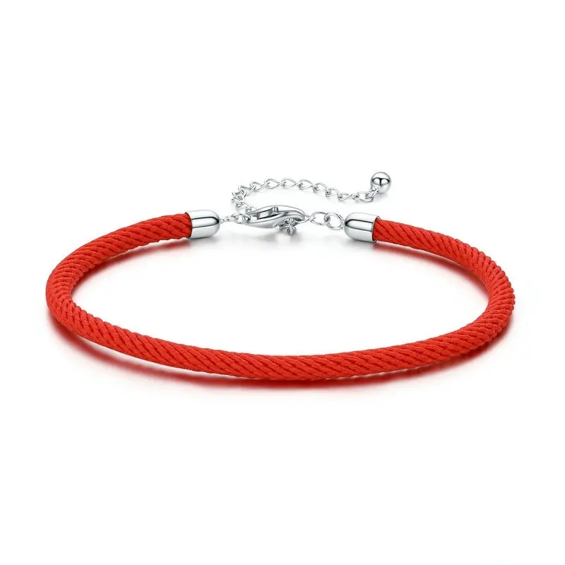 JKC Offre Spéciale 925 argent sterling pur s925 femmes et hommes bijoux breloques bricolage chanceux bonne chance chinois bracelet en cuir rouge