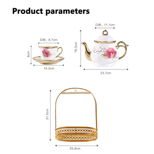 High Quality Luxury Afternoon Coffee <b>Tea</b> <b>Set</b> 13 Piece English Flower Teacup With Cup Holder - Product Image 6