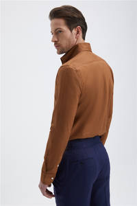 Custom made su misura MTM prezzo <span class=keywords><strong>di</strong></span> fabbrica <span class=keywords><strong>di</strong></span> alta qualità Casual Vintage stile retrò cotone <span class=keywords><strong>lino</strong></span> <span class=keywords><strong>marrone</strong></span> Slim camicie da uomo - Product Image 4