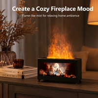 Diffuseur d'arômes Château Forêt Flamme 220ml, Humidificateur à Effet Cheminée avec Lumière LED pour Décoration Maison et Chambre
