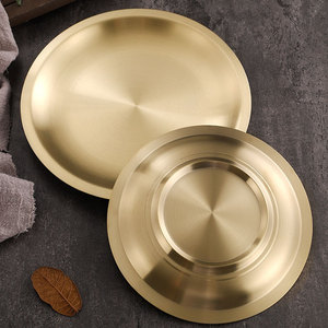 Stainless Steel Round Serving <b>Tray</b> Flat Bottom Hotel Restaurant Use 304 Metal Plate For Food Coffee <b>Tea</b> Dining Tableware - Product Image 1