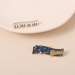 เข็มกลัดเคลือบรูปแมวลายการ์ตูนน่ารักเข็มกลัดเปียโนสีทอง - Product Image 4