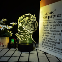 Prix de gros, lampe de nuit créative 3D d'anime, option de logo personnalisé, lampe décorative à changement de couleur 3 couleurs pour les amateurs d'anime
