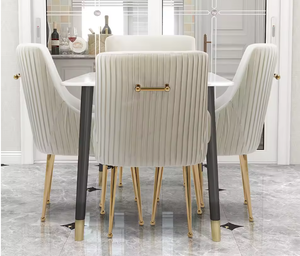 <span class=keywords><strong>Chaise</strong></span> de salle à manger ou <span class=keywords><strong>chaise</strong></span> de coiffeuse moderne confortable et élégante en <span class=keywords><strong>velours</strong></span> bouclé plissé avec poignée arrière - Product Image 2