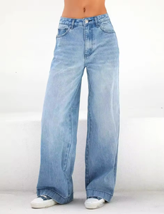 Jean ample et droit pour femme, taille haute, respirant, en denim, idéal pour l'hiver – Collection 2026 - Product Image 5