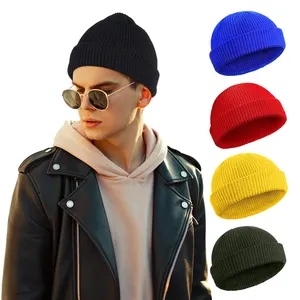 Men Knitted Hats Winter Beanies Caps Warm Hats Custom Logo Unisex New York Beanie Hats with Leather Patch