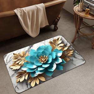 Tapis de bain 3D en diatomite florale à séchage rapide, absorbant l'eau, antidérapant, pour salle de bain - Product Image 3