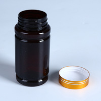 Flacon vide en plastique PET ambré sans BPA pour emballage pharmaceutique, flacon à comprimés, petit flacon à médicaments avec bouchon inviolable