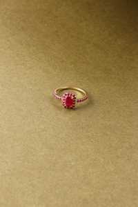 JEWELS BAE แหวนทรงสี่เหลี่ยมมรกตประดับทับทิมธรรมชาติ แหวนทองเหลืองและเงิน ดีไซน์หรูหรา ของขวัญสำหรับผู้หญิง เครื่องประดับสตรี - Product Image 2