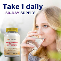 Capsules de glycinate de magnésium personnalisables à marque privée, certifiées Halal/Kosher, complément minéral premium pour le soulagement du stress