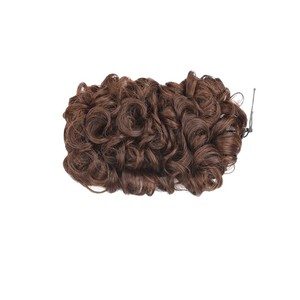 Chignon de mariée bouclé pour femme, perruque queue de cheval en fibre chimique haute température, style floral pour mariage et fête - Product Image 5