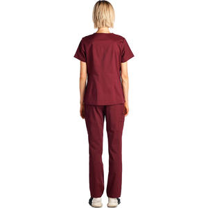 Uniformes médicaux écologiques pour femmes avec col en V pour le personnel hospitalier Ensembles de gommage en tissu tissé - Product Image 3