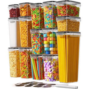 Juego de 12 Recipientes Herméticos para Alimentos, de PET de Grado Alimenticio, Libres de BPA, Apilables, Diseño Cuadrado, Tapas con Cierre, Organizador de Despensa de Cocina - Product Image 1