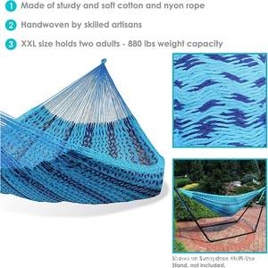 Hamaca Woqi de Alta Resistencia con Cuerda Azul, Capacidad de 880 lb, Uso en Interiores y Exteriores, Superficie de Algodón Duradera - Product Image 5