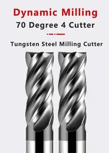 Roughing End Mill HRC60 Milling Cutter 4 Flute dilapisi Solid Tungsten Carbide End Mills untuk baja