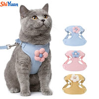 SHIYUAN Harnais et laisse pour animaux de compagnie avec motif floral 3D mignon, anti-évasion, pour petits chiens et chats, harnais de promenade, harnais anti-évasion pour chat, ODM/OEM