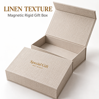 Boîte cadeau rigide magnétique en lin de luxe sur mesure, avec logo personnalisé en feuille d'or, emballage en papier pour bijoux, montres et cadeaux
