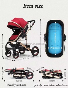 <span class=keywords><strong>Poussette</strong></span> Bébé 3 en 1 de Haute Qualité, <span class=keywords><strong>Poussette</strong></span> <span class=keywords><strong>Luxe</strong></span> 2 en 1 à Chariot Élevé, Chariot de Voyage Multifonctionnel, Poussettes Bébé Portables - Product Image 3