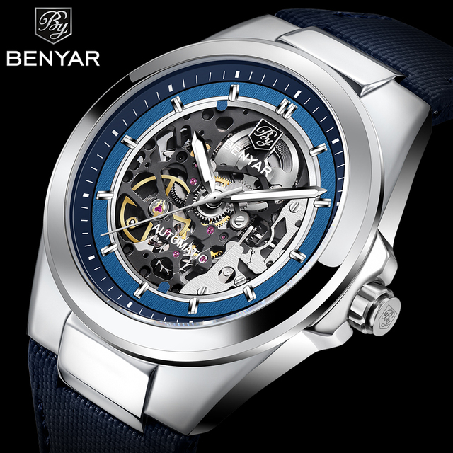 Hot Sale BENYAR 5207 Sports Watch Men Watch Top Brand Waterproof 30M Leather Men's Mechanical Watch Clock Relogio Masculino