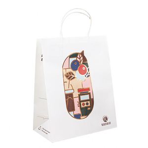 Eco Premium Custom Printed Paper <b>Bag</b> Tote Craft Handles for Business Carrier Restaurant Takeaway Design Premium Quality Takeaway - Product Image 3