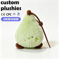 Gantungan Kunci Boneka Pir Hijau Kawaii Buatan Pabrik, Aksesoris Tas Isi Buah Lembut dengan Tali Gantungan, Hadiah untuk Anak Perempuan