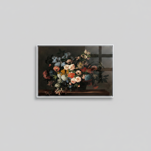Elegant Floral Glass Print <b>Canvas</b> Artwork - Modern Decor,WHITE <b>FRAMED</b> <b>CANVAS</b> - Product Image 2