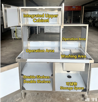 Bar Teh Susu Kustom 1,2 Meter, Dilengkapi Rak dengan Lemari dan Wastafel, Terbuat dari Baja Tahan Karat 201.