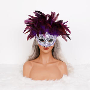 ハンドメイド ベネチアン スタイル フェザー マスク カラフル フェイスカバー 大人用 男女兼用 パーティー コスチューム 小道具 - Product Image 2