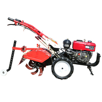 Produsen sepeda motor pertanian kecil dengan kemudi, digunakan untuk budidaya pertanian.