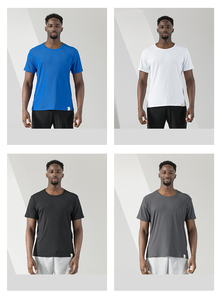 T-shirt <span class=keywords><strong>semplice</strong></span> da uomo a costine coreane di seta <span class=keywords><strong>bianca</strong></span> 95% cotone 5% Nylon/180g di vendita calda a buon mercato - Product Image 4