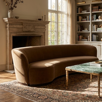 RH COPENHAGEN Ensemble de canapés modernes en arc, revêtement en tissu personnalisable, base en bois massif, causeuse en velours marron, éponge de luxe, pour hôtel