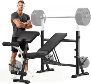 <span class=keywords><strong>Banc</strong></span> de <span class=keywords><strong>musculation</strong></span> réglable Besster avec rack de développé couché, extension et flexion des jambes pour entraînement à domicile (2 options de taille) - Product Image 1