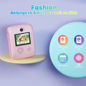 Câmera digital de brinquedo divertida para crianças com gravação de vídeo 1080P, mini impressora estilo animal fofa para meninos e meninas