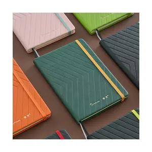 Venta al por mayor precio de fábrica logotipo personalizado Tapa dura Pu cuero banda elástica diario planificadores cuadernos
