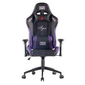 Silla de Juego Ergonómica 4D Personalizada al por Mayor, Reposabrazos 4D, Estructura de Metal, Reposacabezas Reclinable, Almohada Lumbar, Negro y Morado - Product Image 2