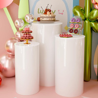 Boîte de présentation cylindrique transparente en acrylique moderne à fond creux pour mariages, festivals, support de présentation blanc porcelaine de style moderne