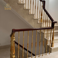 Rampe d'escalier et main courante en laiton de luxe sur mesure, design moderne, fixation au sol, marque MEIXI, garantie 1 an pour la sécurité intérieure de la maison
