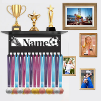 Présentoir de trophées en métal personnalisable Porte-médailles mural moderne et durable avec nom de famille Porte-médailles de marque