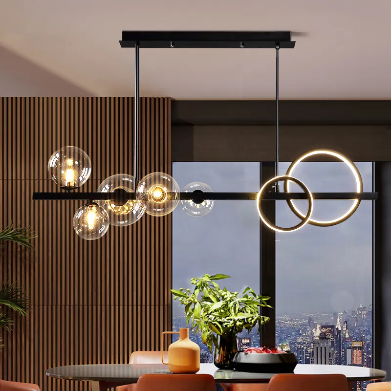 Nordic teto candelabro para sala de jantar cozinha Bar Modern Glass Ball Hanging Pendant Lights Iluminação Interior Lâmpadas